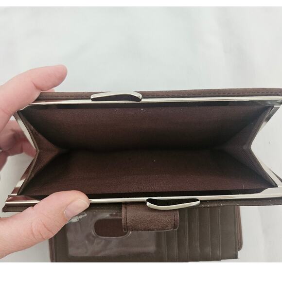 Vintage Fossil Chocolate Brown Leather Envelope Wallet Checkbook Minimalist Y2K - Picture 7 of 8